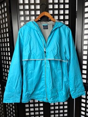💙 Charles River Rain Jacket Women's Small Turquoise Hooded Waterproof NWT 💙